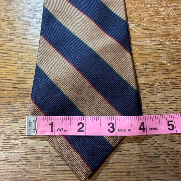 Brooks Brothers Gold Navy Red Green Diagonal Stripe All Silk Neck Tie - Picture 4 of 5